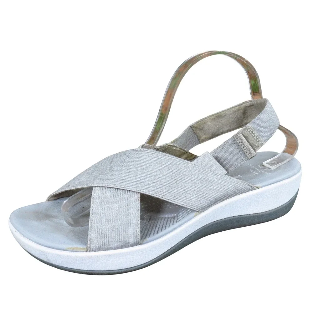Clarks Arla Kaydin Women Sandal Size 11 Casual‎ Walking Gray Fabric